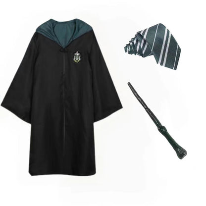 7PCS Harry Potter Costume Robe Cape Cloak Halloween Adult Kids Cosplay Magic Suit Gryffindor Slytherin Hufflepuff