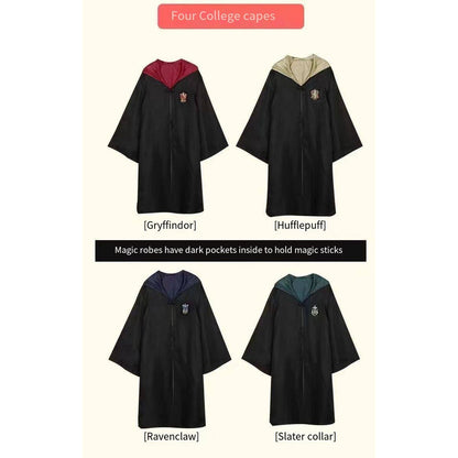 7PCS Harry Potter Costume Robe Cape Cloak Halloween Adult Kids Cosplay Magic Suit Gryffindor Slytherin Hufflepuff
