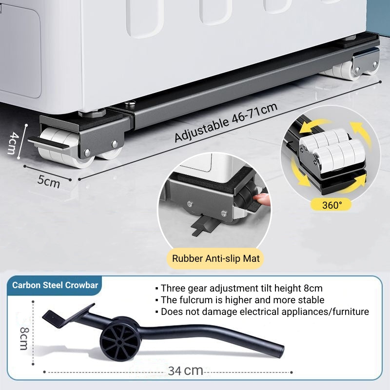 Washing Machine Base With 360° Wheels Fridge Roller Base Washing Machine Rack Refrigerator Stand Movable