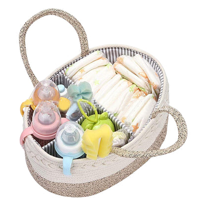 Foldable Diaper Bags Storage Bag Organizer Cotton Rope Woven Removable Dividers Mummy Bag