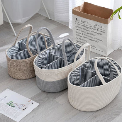 Foldable Diaper Bags Storage Bag Organizer Cotton Rope Woven Removable Dividers Mummy Bag