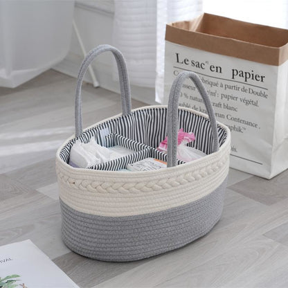 Foldable Diaper Bags Storage Bag Organizer Cotton Rope Woven Removable Dividers Mummy Bag
