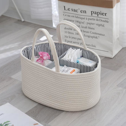 Foldable Diaper Bags Storage Bag Organizer Cotton Rope Woven Removable Dividers Mummy Bag