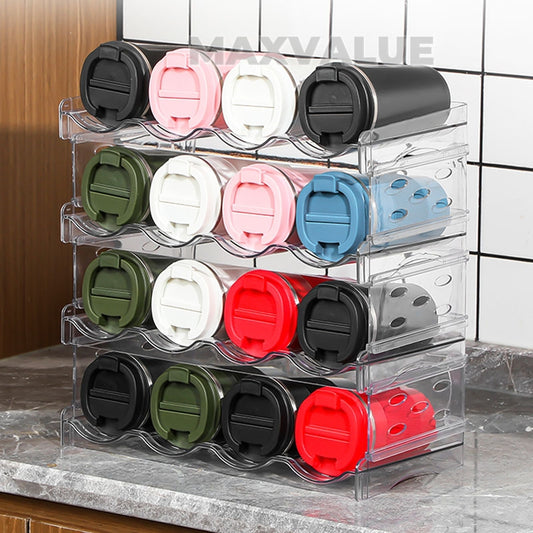 Wine Rack Water Flask Bottle Organizer Thermos Holder Multi-layer Transparent Fridge Organiser