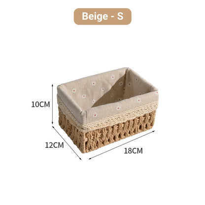 Hand-Woven Rattan Basket Desktop Storage Box Sundries Organizer