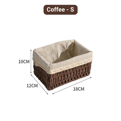 Hand-Woven Rattan Basket Desktop Storage Box Sundries Organizer