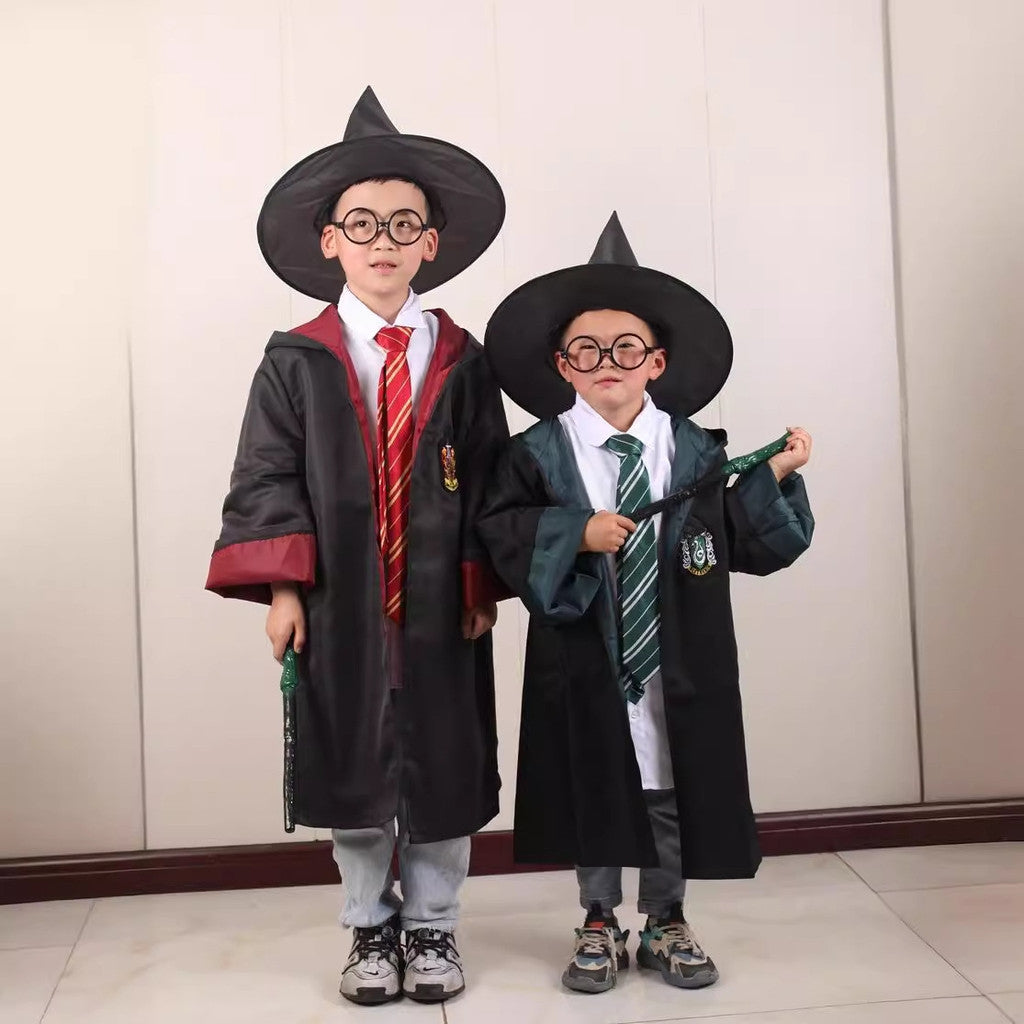 7PCS Harry Potter Costume Robe Cape Cloak Halloween Adult Kids Cosplay Magic Suit Gryffindor Slytherin Hufflepuff