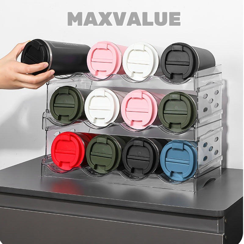 Wine Rack Water Flask Bottle Organizer Thermos Holder Multi-layer Transparent Fridge Organiser