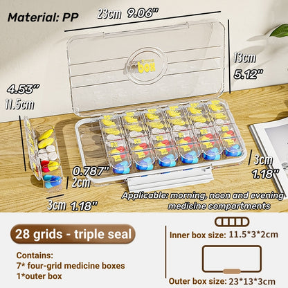 Portable Pill Box Three Meals A Day Sub-pack Medicine Dispenser 7-day Reminder Medicine Box